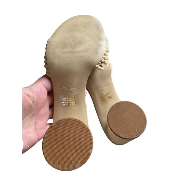 Steve Madden Jolina Block Heel Cream Slip On Open Toe Sandals Size 8 - Picture 7 of 7